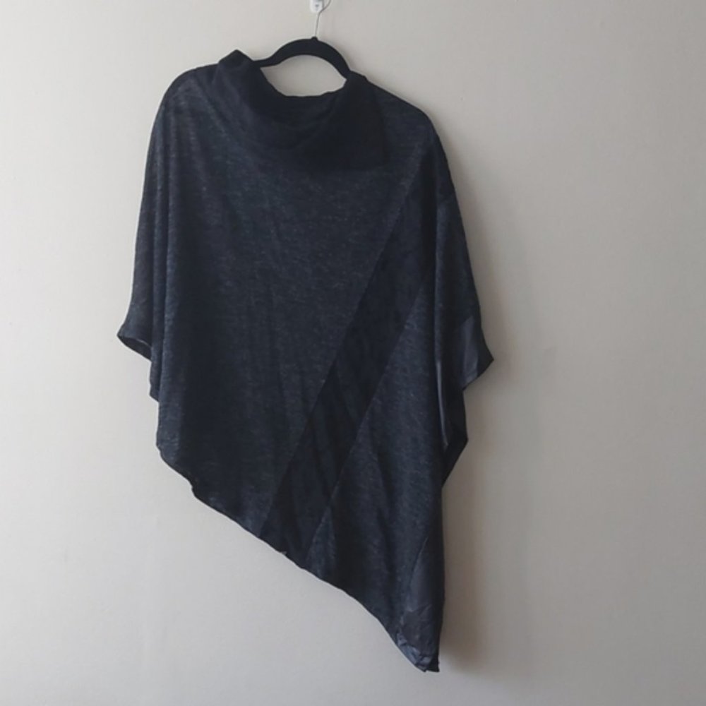 Elloquent Asymmetrical Mixed Media Poncho Top
